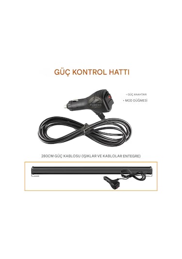 Turuncu Tepe Çakar Bar Led 90cm 12-24v Off Road Çekici Traktör İkaz Lambası Çakar 15 Modlu Siyah