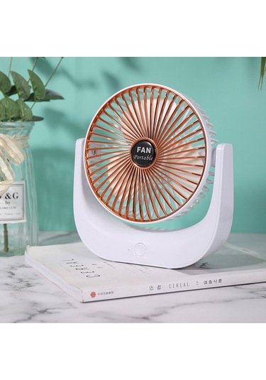 Kosona Masaüstü Mini Fan Beyaz Altın Ağızlı - Sessiz Çalışma, 3 Hızlı, Açısını Ayarlayabilir, Yıkanabilir Kapağı, 1200mah Pil, Type-c Şarjlı