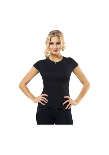 6 Adet Anıt Bayan Likralı Kısa Kollu Fanila Atlet Body 2124 Siyah