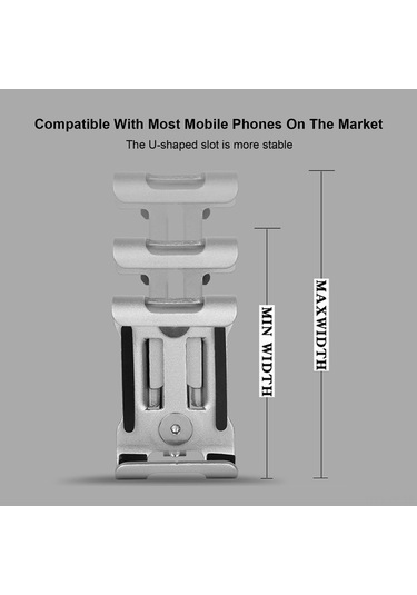 Folinda Alüminyum Allyum Kola Telefon Tutucu - 360 Döner, Su Geçirmez, 20-38mm Çap Uyumlu, Bisiklet/motorsiklet Navigasyon İçin Gümüş Renk GÜMÜŞ