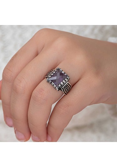 Casera's Gümüş Lila Zirkon Taşlı Çocuk Erkek Yüzük Csr2184721 Gümüş