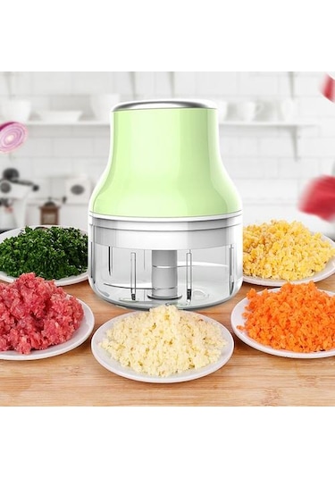 Ev Elektrikli Mini Sarımsak Masher Paslanmaz Çelik Meyve Ve Sebze Kıyıcı Et Öğütücü Yeşil, 100ml Açık Kahverengi