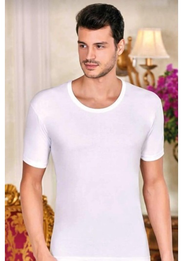 Berrak 1002 Erkek Kısa Kol Bisiklet Yaka Atlet 3 Adet Beyaz