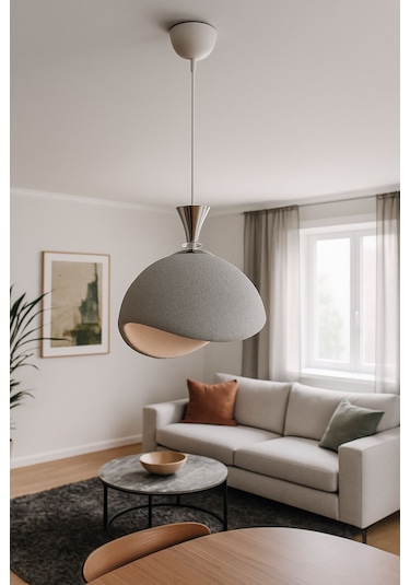 3d İskandinav Tarz Salon Oturma Odası Beton Avize Plastik Gri