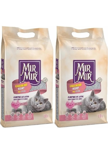 MırMır Bebek Pudrası Kokulu Topaklaşan Kedi Kumu 2 x 10 L