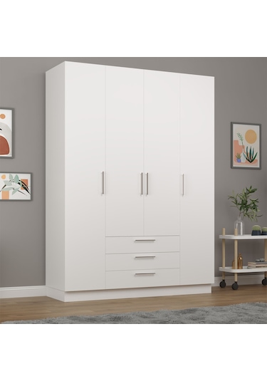 4 Kapaklı Gardırop 160cm Beyaz