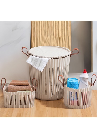 Porsima 4315 Cappuccino 3'lü Sepet Seti Banyo Mutfak Organizeri