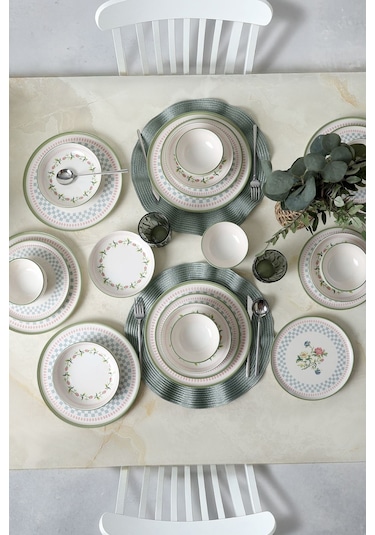 Keramika Rose Line Yemek Takımı 24 Parça 6 Kişilik 22909-10-11 Çok Renkli
