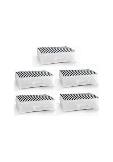 5'li Set Düzenleyici Yorgan Hurcu Lacivert Çizgili 53x44x20 Lacivert