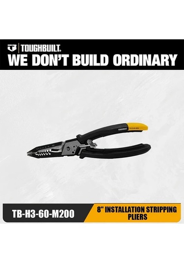 Xuweiwei Toughbuılt Pense 20 Cm Cok Fonksiyonlu Elektrik Montaj Soyma Pensesi Siyah Sari Kaymaz Sapli Tb 360 M200