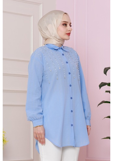 Sevitli Önü İncili Tunik-bebe Mavi-4734 Bebe Mavi Bebek Mavisi