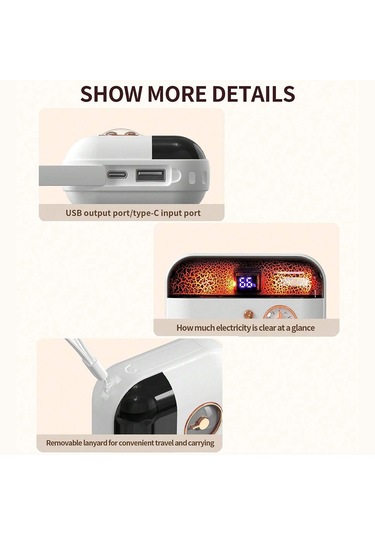 Hx-869 4000mah Kış Elektrikli El Isıtıcı Dijital Ekran Güç Bankası - Beyaz