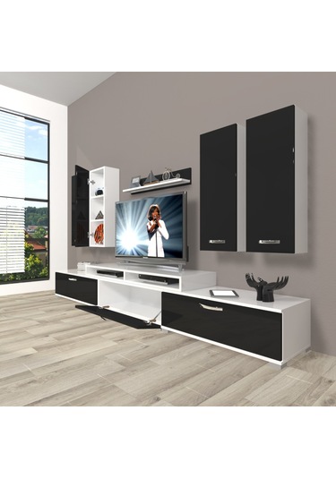 Decoraktiv Ekoflex 8d Slm Tv Ünitesi Tv Sehpası Beyaz - Siyah