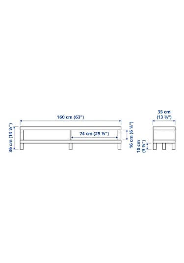 Tv Sehpası Lack 160 Cm Meridyendukkan 2 Raflı Tv Ünitesi, Televizyon Sehpası 160x35x36 Cm Beyaz Renk