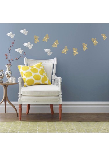 Geeksen Altın 3d Kelebek Duvar Sticker Seti 12 Adet - Dıy Dekoratif Taçlandırma, Yatak Odası, Düğün, Parti Ve Fotoğraf Arka Planı İçin Kaldırılabilir Altın