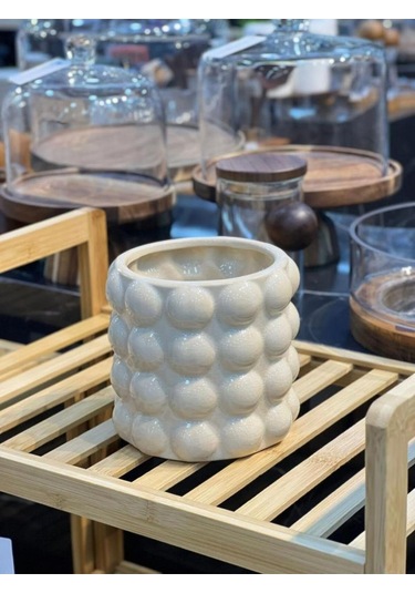 Mien Dekoratif Bubble Seramik Vazo 1032 Krem