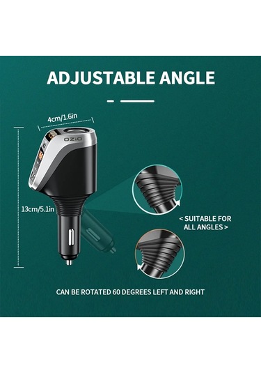 Sones Ozio Dy48tc 188w Type-c + Usb Çift Bağlantı Noktalı Çok Fonksiyonlu Araç Şarj Cihazı, Çakmaklı Turuncu