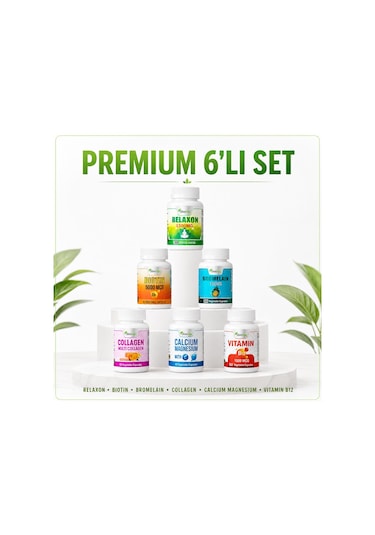 İlim B12 + Biotin + Bromelain + Calcium + Collagen Magnesium 5 x 60 Kapsül + Relaxon 30 Bitkisel Kapsül