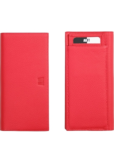 Mft Leather Hakiki Deri Kartlıklı Unisex Cüzdan Lilyum 7286 Flother Mat Kırmızı