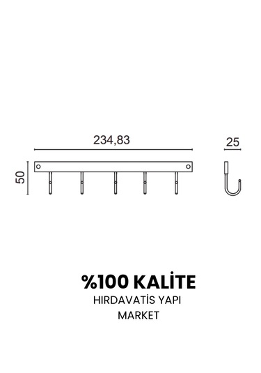 Çelik Banyo Paslanmaz Pirinç Bella Milas Beșli Askılık Gri