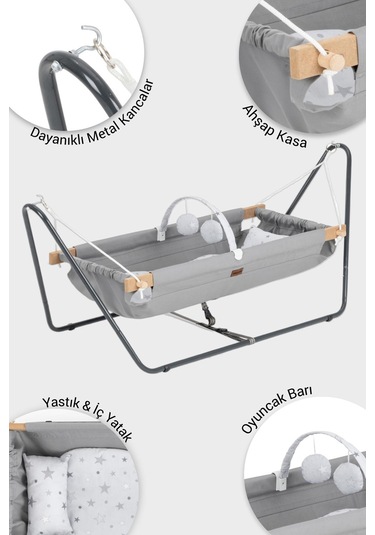 Wellgro Cozy Nest Hamak Beşik Gri, Anne Yanı Bebek Hamağı