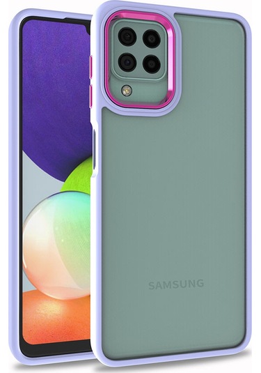 Zore Galaxy Uyumlu A12 Kılıf Msra Flora Kapak - Lila Lila