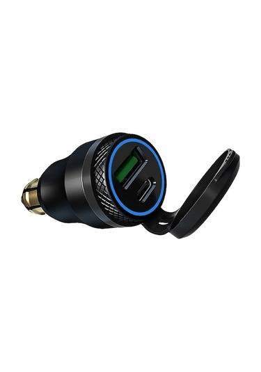 Novahub Motosiklet Su Geçirmez Hızlı Şarj Cihazı 12 V/24 V Qc3.0 Adaptörü Hella Din Fiş Soketi Bmw Ducati Triumph Siyah