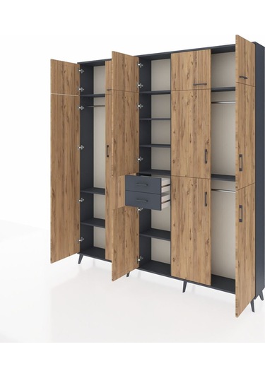 Arges Dolap 10 Raflı 2 Çekmeceli 3 Askılı 220x30x243 Antrasit-çam/antrasit Atlas Çam/antrasıt Arges Dolap 10 Raflı 2 Çekmeceli 3 Askılı 220x30x243 Antrasit-çam/antrasit Atlas Çam/antrasıt