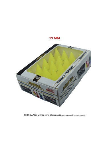 Bijon Kapağı Sivri 19 Mm Fosfor Sarı 20 Li Set