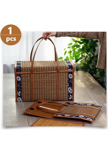 Tenfowee Katlanabilir Sepet: Piknik Ve Gıda Saklama İçin Zarif Ve Pratik Hasır Sepet Kahverengi