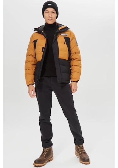Timberland Oa Puffer Kapüşonlu Erkek Mont Sarı Sarı - Siyah