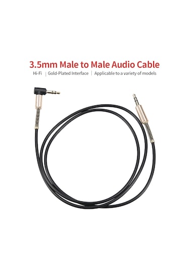 Monyee 1m Siyah 3.5mm Altın Kaplama Ses Kablosu - Bilgisayar/ Telefon Kulaklık Hoparlör Amplifikatör Bağlantısı Düz-eğik