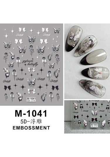 Nail Art Etiketler Çıkartmaları 5d Kabartmalı Kendinden Yapışkanlı Karikatür Çiçek Kelebek Yıldız Tırnak Çıkartmaları Çikolata