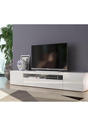 Işık Tv Ünitesi Alt Modülü Tv Sehpası Beyaz Mdf