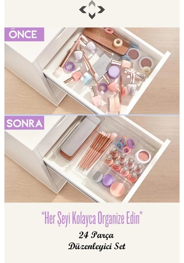 Bayev 24 Parça Organizer Düzenleyici Set 4 X Lv216 Modüler Çekmece Içi Organizer Set Takı Kutusu Turuncu