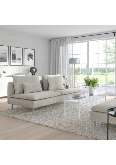 3'lü Kanepe, Viarp Bej-kahverengi, Kolçaksız 2Açık Ceviz