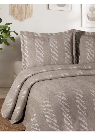Aspen 3 Parça Çift Kişilik Pike Takımı Kahverengi 240 X 260 Cm Kahverengi