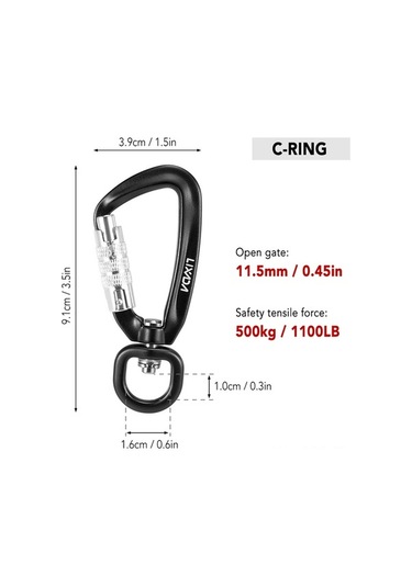 Pazly 360 Döner Alüminyum Karabina - 1100lb Dayanıklı, Hafif 2'li Paket, Çok Renkli Hamak/evcil Hayvan Tasması İçin Çok Renkli