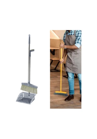 Fosenze Stal Çelik Çubuklu Sürekli Temizlik Seti - Geniş Tarama, Toz Yok Tasarım, Ev Ofis Mağaza Kullanıma Uygun Gri