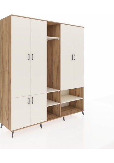 Kronos Dolap 15 Raflı 5 Kapaklı Tek Askılı 220x59x243 Çam-aytaşı/aytaşı Aytası/aytası