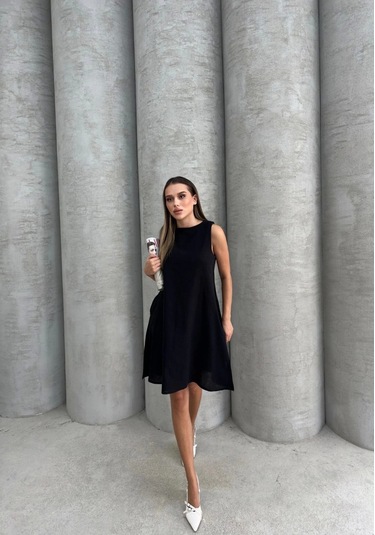 Çan Kısa Elbise Siyah