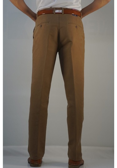 Erkek Koyu Taba Büyük Beden Nıkrasız Gabardın Pamuk Pantolon Koyu Taba