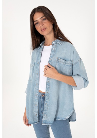 U.s. Polo Assn. Kadın Denim Gömlek 2109053 Mavi