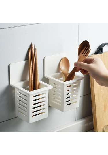 Geeksen Duvar Montajlı Çelik Mutfak Gereçleri Rafı - Sporcu, Çatal, Bıçak Saklama - Hızlı Kurulum, Su Birikmesi Olmaksızın Hava Akışı Sağlar Beyaz