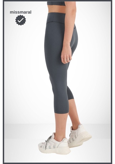 Diz Altı Kapri Tayt Antrasit Yüksek Bel Toparlayıcı Dar Paça Karyoka Dikiş Detaylı Capri 1020 Antrasit