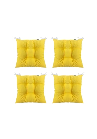 4'lü Pofidik Kare Sandalye Minderi 40 X 40 Cm Sarı