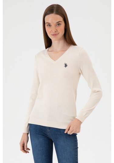 U.s. Polo Assn. Kadın Krem Melanj Kazak /triko 50313590-vr159 Krem Melanj