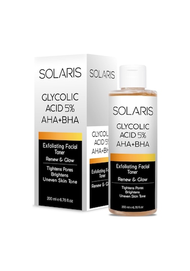 Solaris Gözenek Sıkılaştırıcı Ve Arındırıcı Tonik Glycolic Acid 5% Aha Bha 200 ML