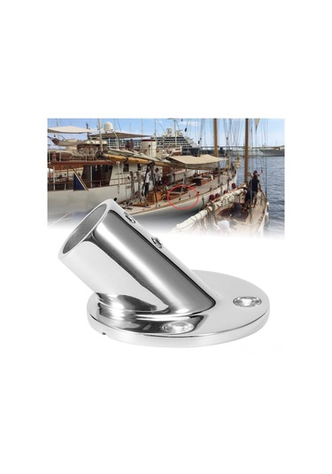 Lemestar 45 Derece Gümüş 316 Paslanmaz Çelik Yuvarlak Boru Tabanı - Deniz Tipi, Paslanmaz, Kolay Kurulum, 25mm