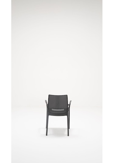 Rattan Lüx Camlı 90x150 Bahçe&balkon&teras Masa Seti - Antrasit Gri